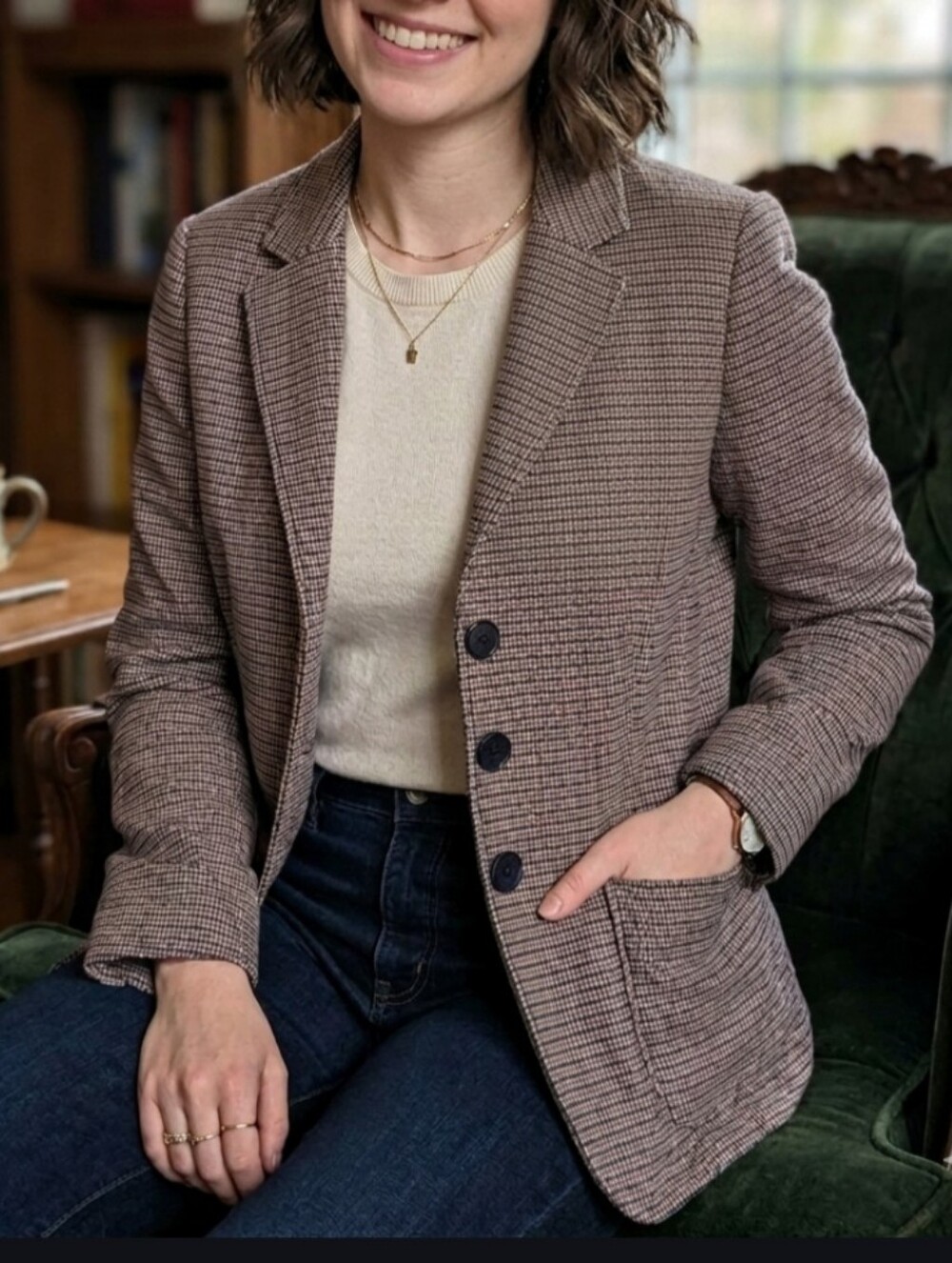 Nordstrom Signature Women's Houndstooth Blazer~Virgin Wool